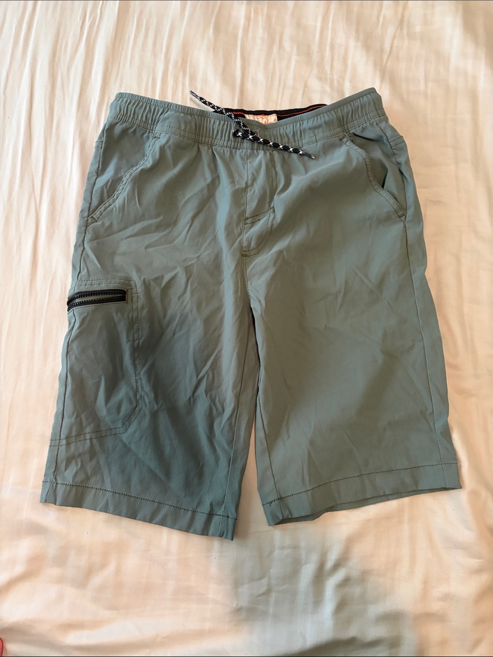 Weatherproof Light Sage Green Waistband-Trim Shorts